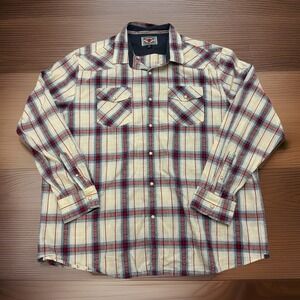 Desert Son Plaid Pearl Snap Western Long Sleeve Button Down Shirt Size XXL
